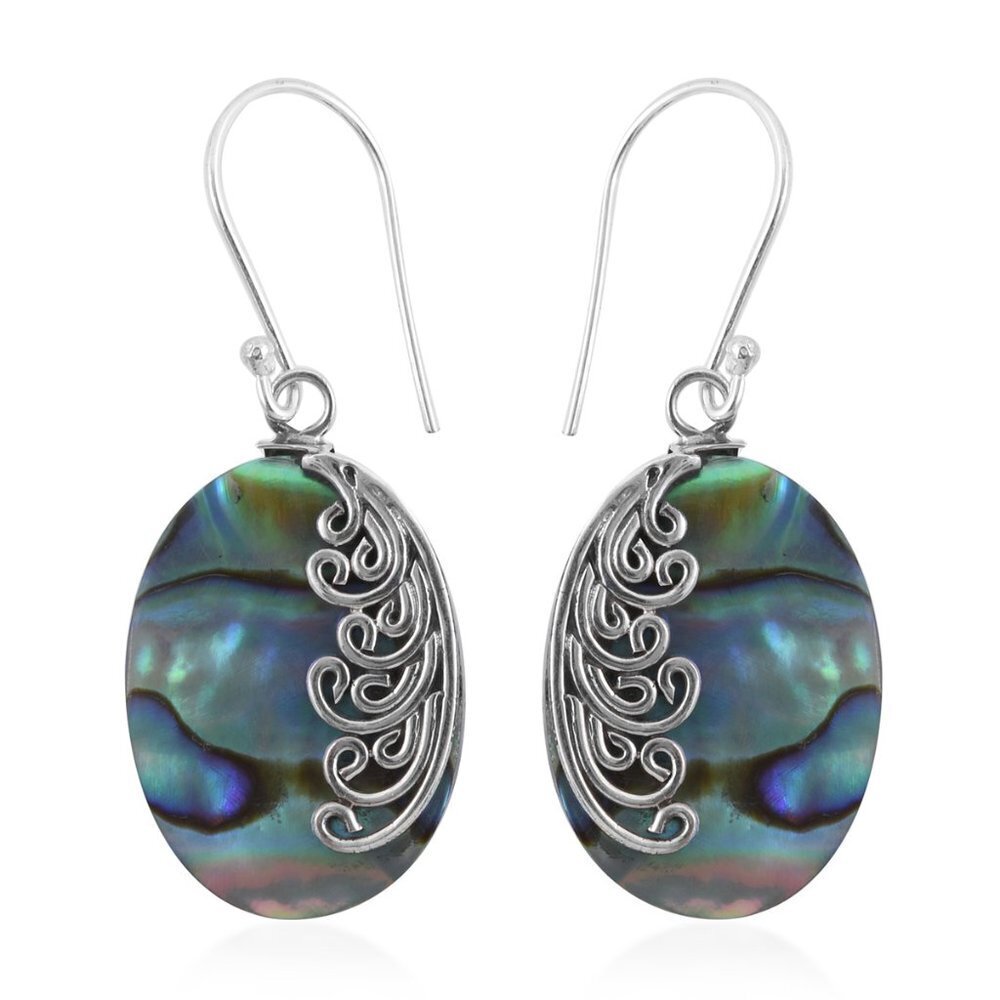 Abalone Shell Dangle Earrings in Sterling Silver